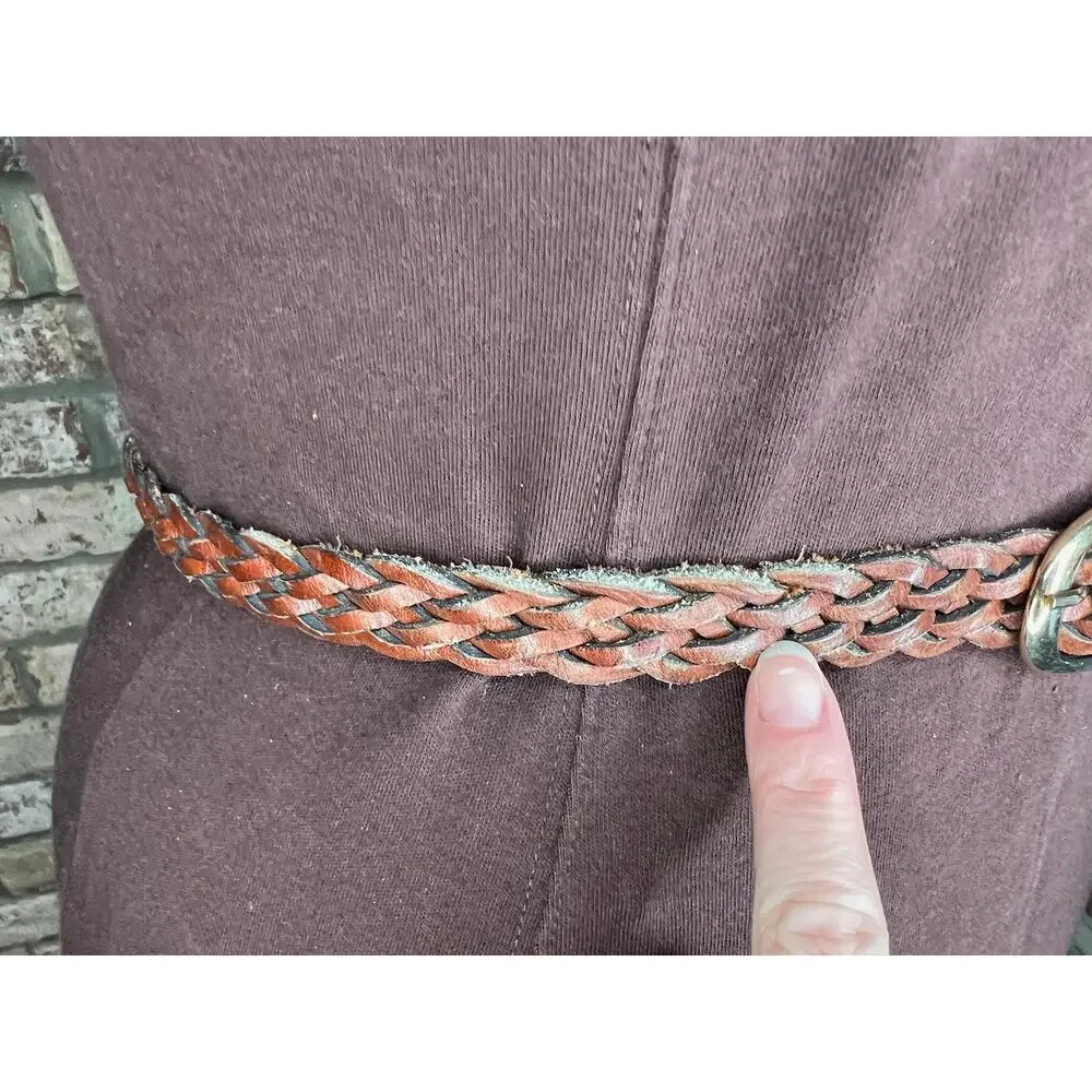 Split leather belt brown size small